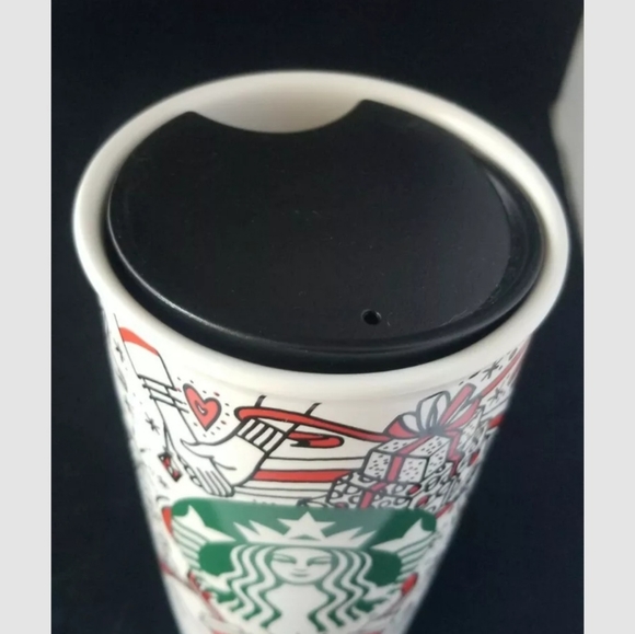 New STARBUCKS Christmas Holiday Ceramic Travel Tumbler Mug Cup 12 oz Coffee 2017 - Picture 6 of 13